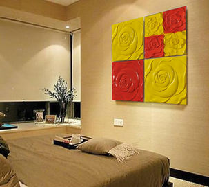 PU 3D Dekorasi Wall Panel merah / kuning mawar 600 mm * 600 mm