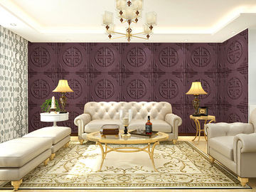 Cina Style Kulit Dekorasi Wall Paneling 3D Dinding Ubin / 3D Wallpaper Eco-friendly