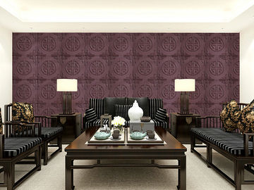 Cina Style Kulit Dekorasi Wall Paneling 3D Dinding Ubin / 3D Wallpaper Eco-friendly