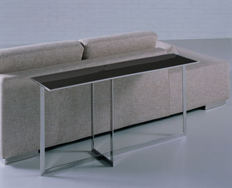 Hitam Glass Top Side Table, Logam Rectangle Kaca Coffee Table
