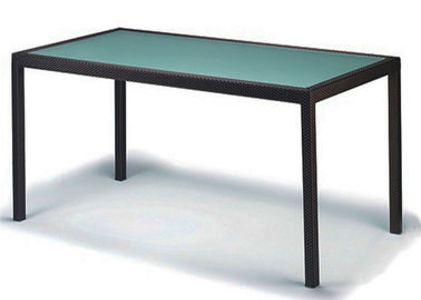 Luar ruangan Atau Indoor Hitam Rotan Garden Table, Simple Kerangka Style